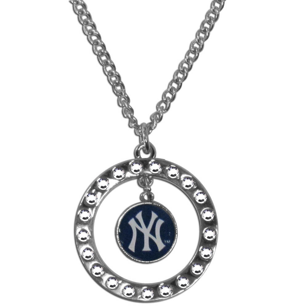 New York Yankees Rhinestone Necklace MLB Licensed Baseball Jewelry