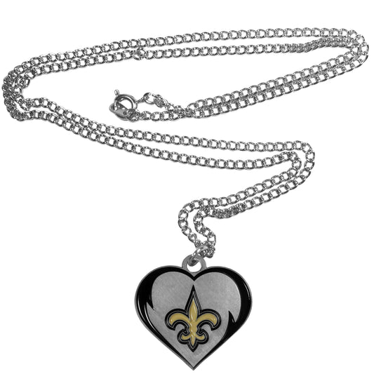 New Orleans Saints 22" Chain Necklace with Metal Heart Logo Charm (NFL)