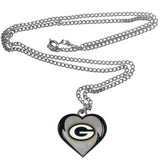 Green Bay Packers 22" Chain Necklace with Metal Heart Logo Charm (NFL)