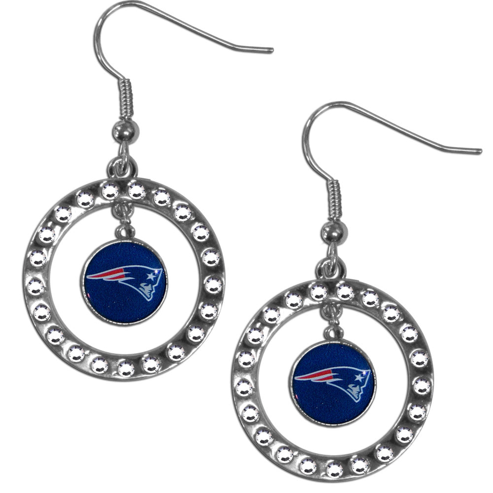 New England Patriots Hoop Earrings (Rhinestones) NFL