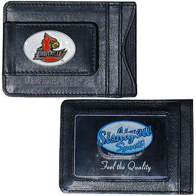 Louisville Cardinals Fine Leather Money Clip (NCAA) Card & Cash Holder (Oval)