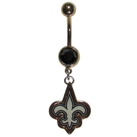 New Orleans Saints Navel Belly Ring with Dangle Charm (Logo) NFL Football