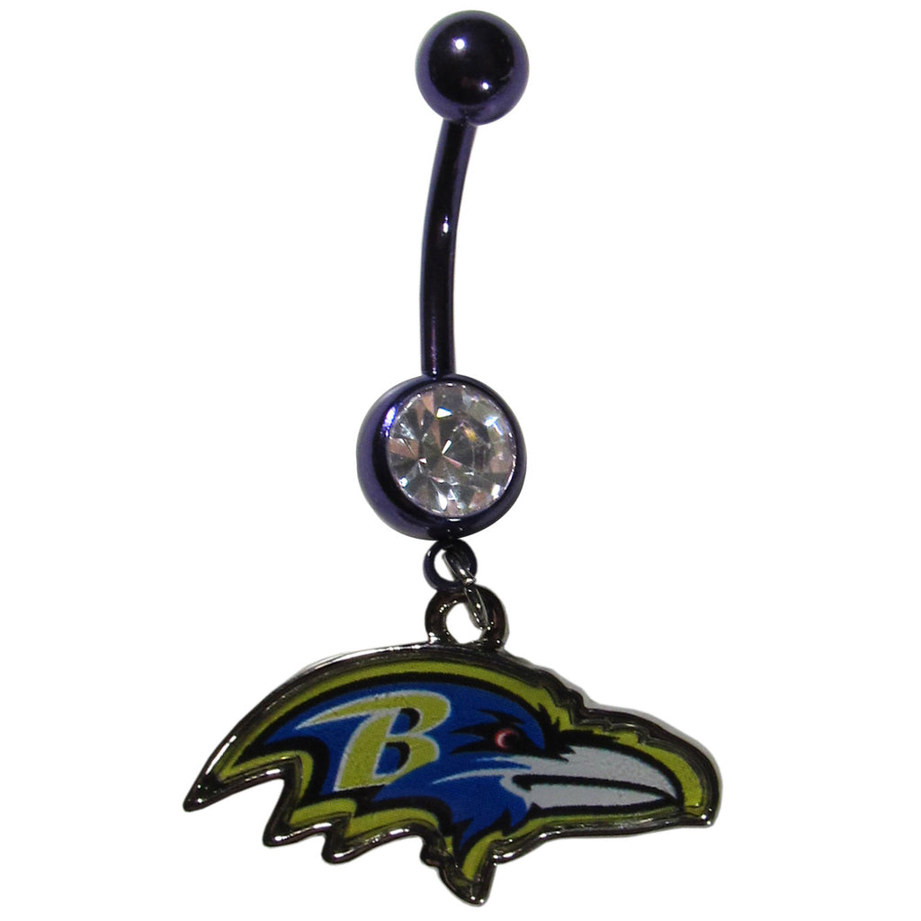 Baltimore Ravens Navel Belly Ring with Dangle Charm (Logo) NFL Football