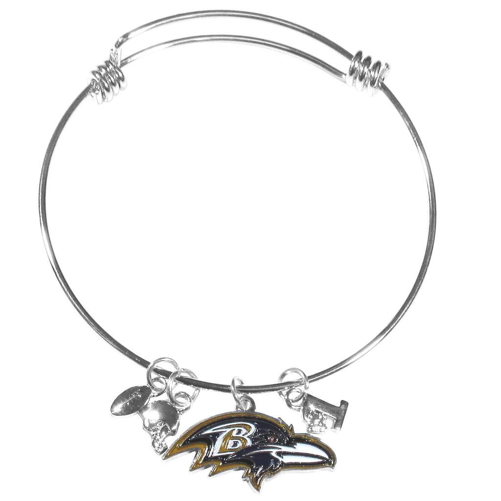 Baltimore Ravens Wire Bangle Bracelet with Charms NFL Football