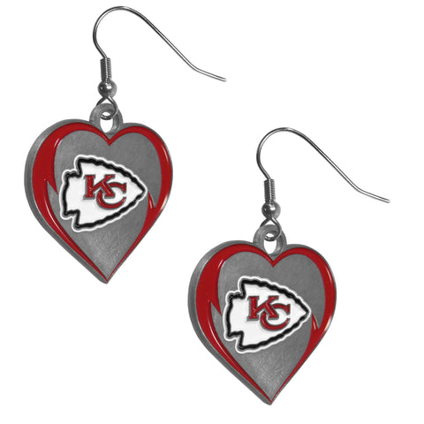 Kansas City Chiefs Heart Dangle Earrings NFL Football