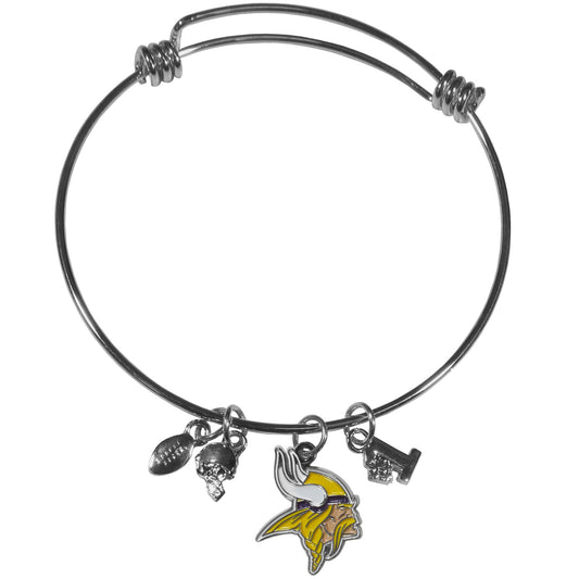 Minnesota Vikings Wire Bangle Bracelet with Charms NFL Football