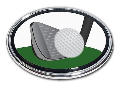 Golf Chrome Auto Emblem (Iron and Ball) (Oval)