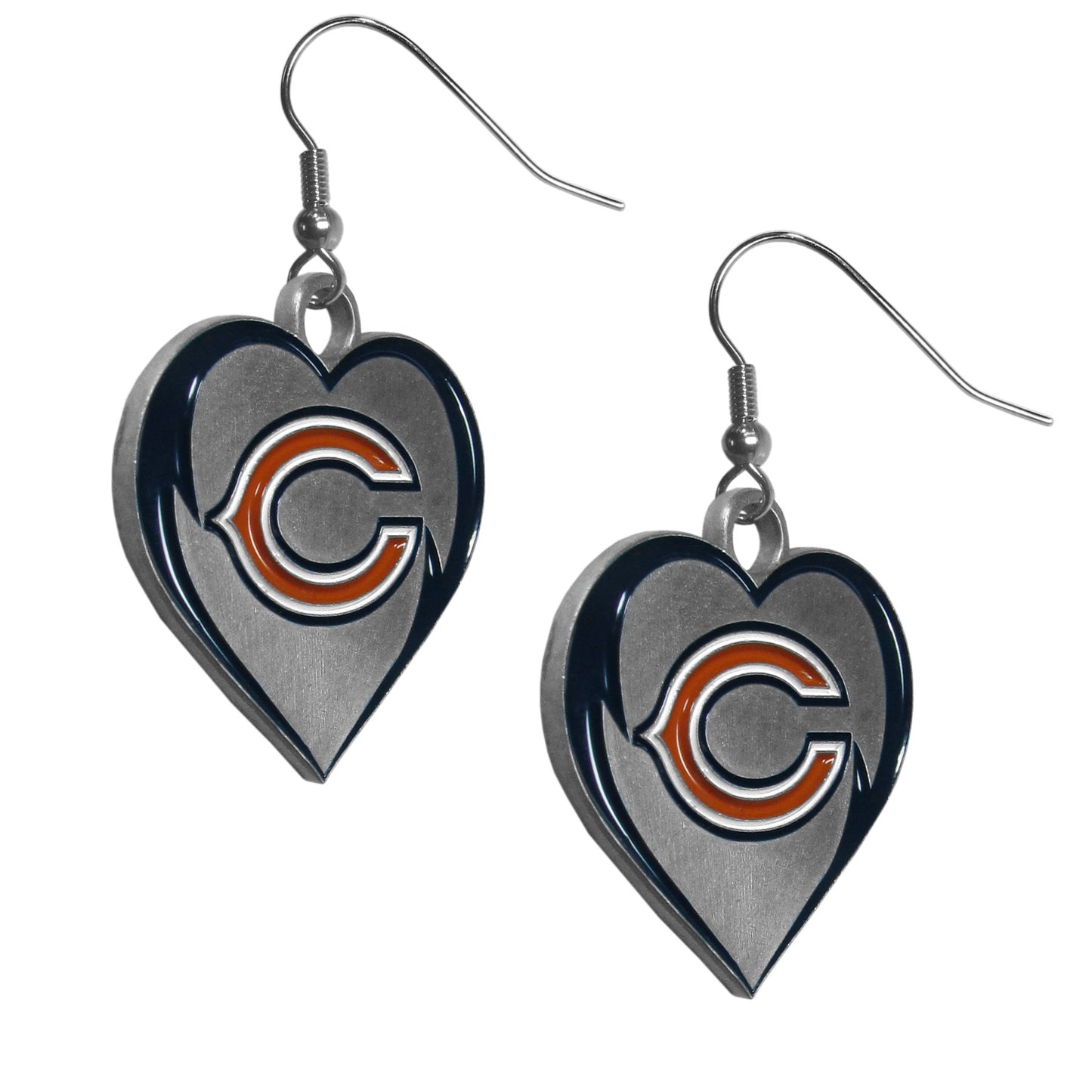 Chicago Bears Heart Dangle Earrings NFL Football