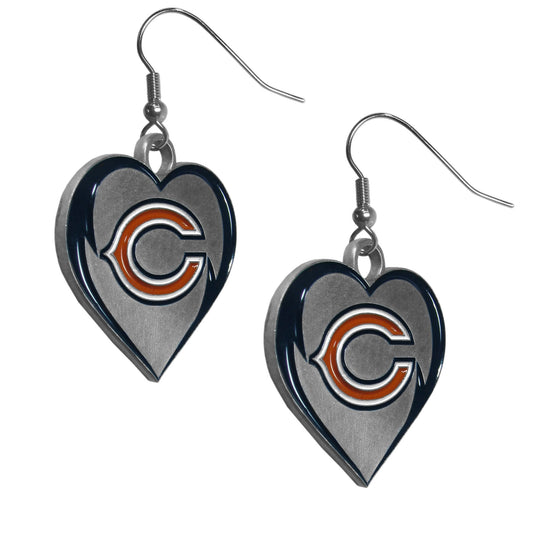 Chicago Bears Heart Dangle Earrings NFL Football