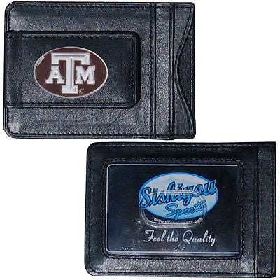 Texas A&M Aggies Fine Leather Money Clip Card & Cash Holder NCAA Licensed