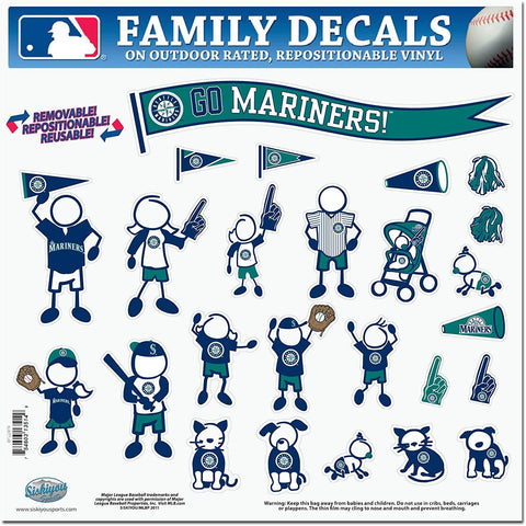 Seattle Mariners 25 Outdoor Rated Vinyl Family Decals MLB Baseball