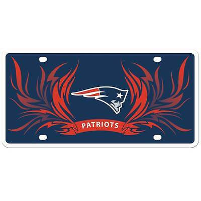 New England Patriots Styrene License Plate with Flames NFL