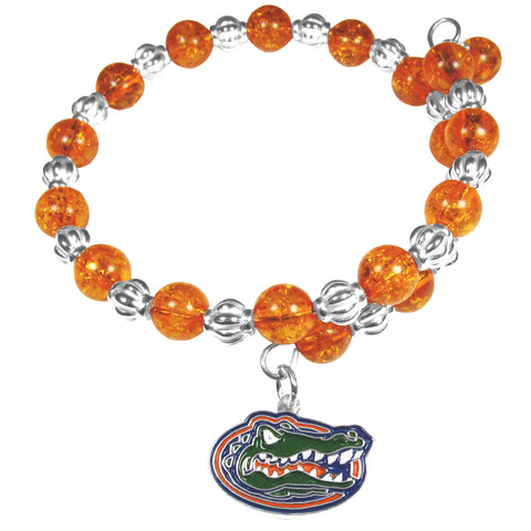 Florida Gators Bead Memory Wire Bracelet w/ Charm NCAA