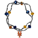 New York Mets Crystal Beads Bracelet Licensed MLB Baseball Jewelry