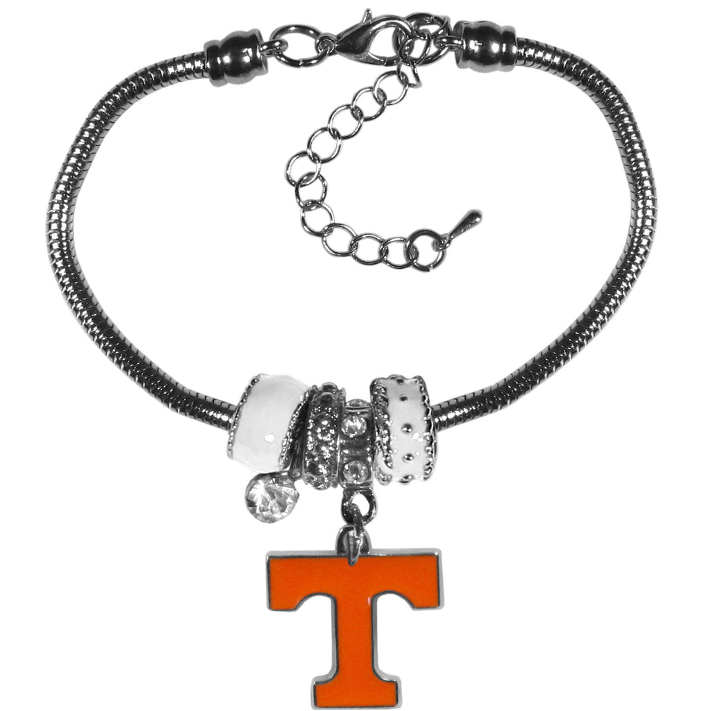 Tennessee Volunteers Snake Chain Bracelet with Euro Beads NCAA Jewelry