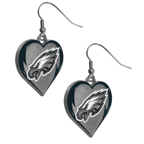 Philadelphia Eagles Heart Dangle Earrings NFL Football