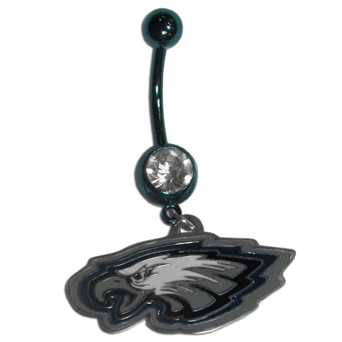 Philadelphia Eagles Navel Belly Ring with Dangle Charm (Logo) NFL Jewelry