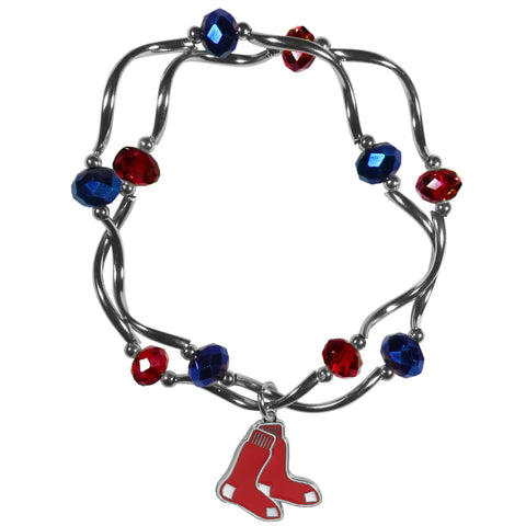 Boston Red Sox Crystal Beads Bracelet Licensed MLB Baseball Jewelry