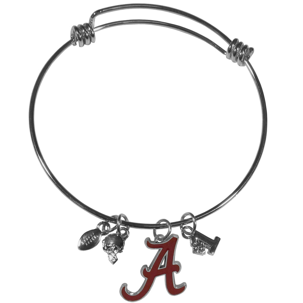 Alabama Crimson Tide Wire Bangle Bracelet with Charms NCAA Jewelry