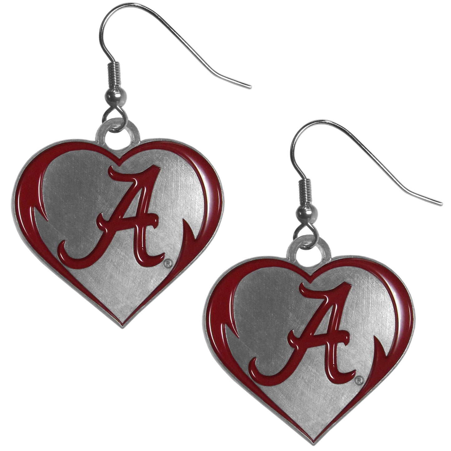 Alabama Crimson Tide Heart Dangle Earrings NCAA
