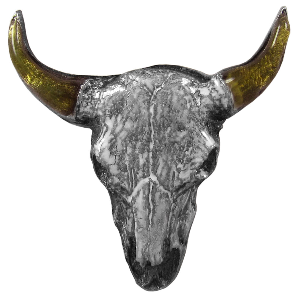 Buffalo Skull Collector's Lapel Pin with Enameled Detail - Jewelry