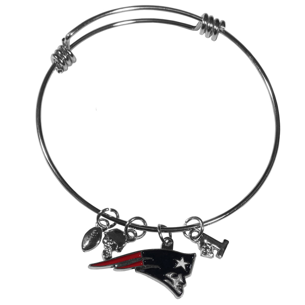 New England Patriots Wire Bangle Bracelet with Charms NFL Jewelry