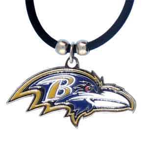 Baltimore Ravens Rubber Cord Necklace w/ Logo Charm NFL Football