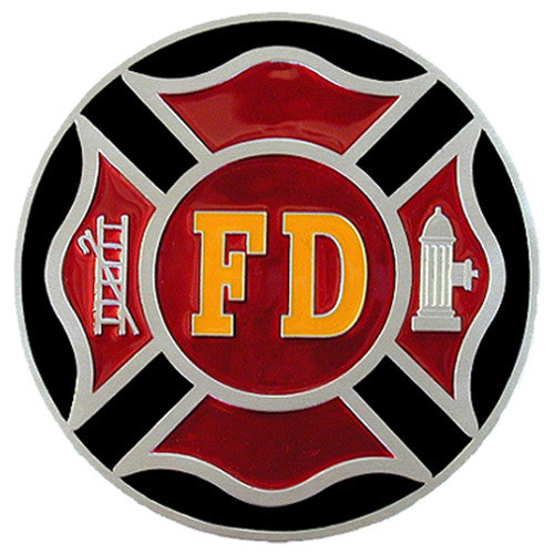 Fire Fighter Metal Hitch Cover (FD Maltese Hydrant Ladder)