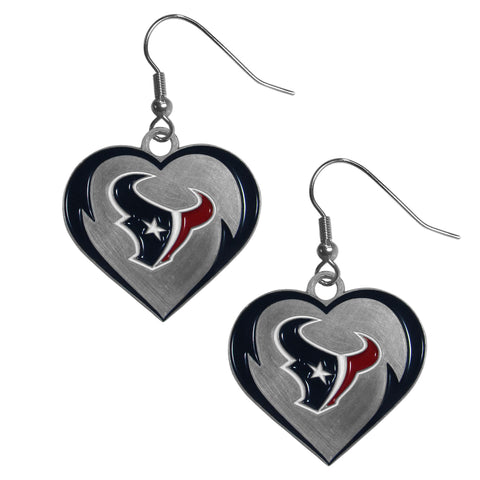 Houston Texans Heart Dangle Earrings NFL Football