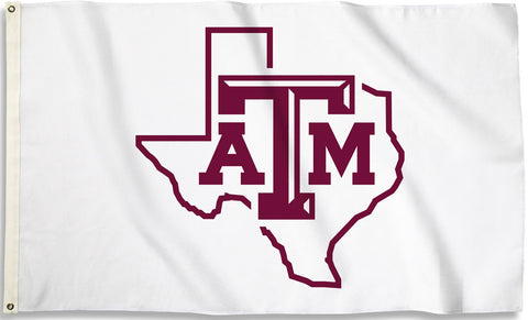 Texas A&M Aggies 3' x 5' Flag (Texas State Shape on White) NCAA