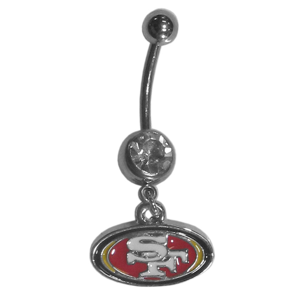 San Francisco 49ers Navel Belly Ring with Dangle Charm (Logo) NFL Jewelry