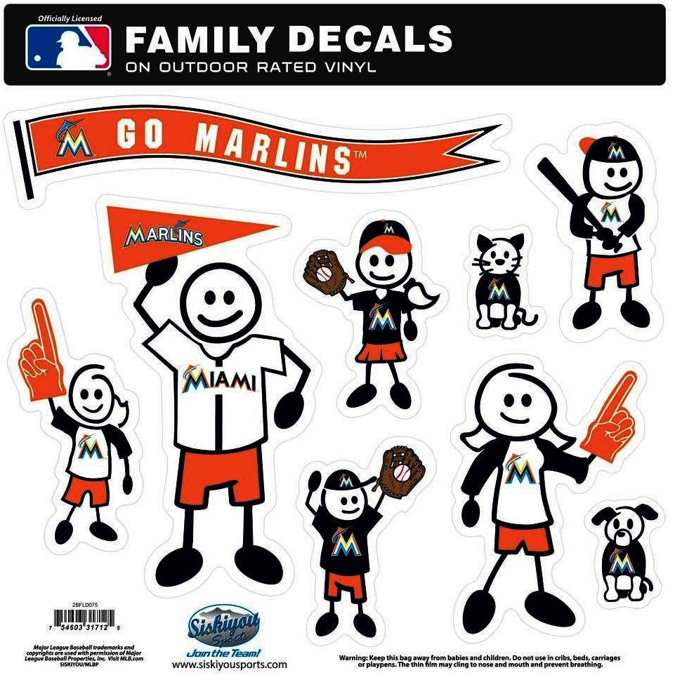 Miami Florida Marlins Outdoor Rated Vinyl Family Decals MLB Baseball