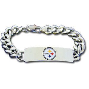Pittsburgh Steelers 9" Heavy Duty Metal Link Team ID Bracelet NFL