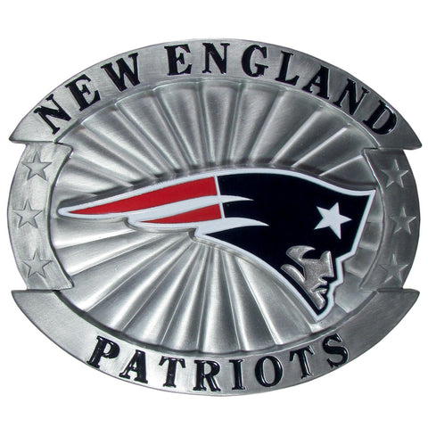 New England Patriots Over-sized 4" Pewter Metal Belt Buckle (NFL)