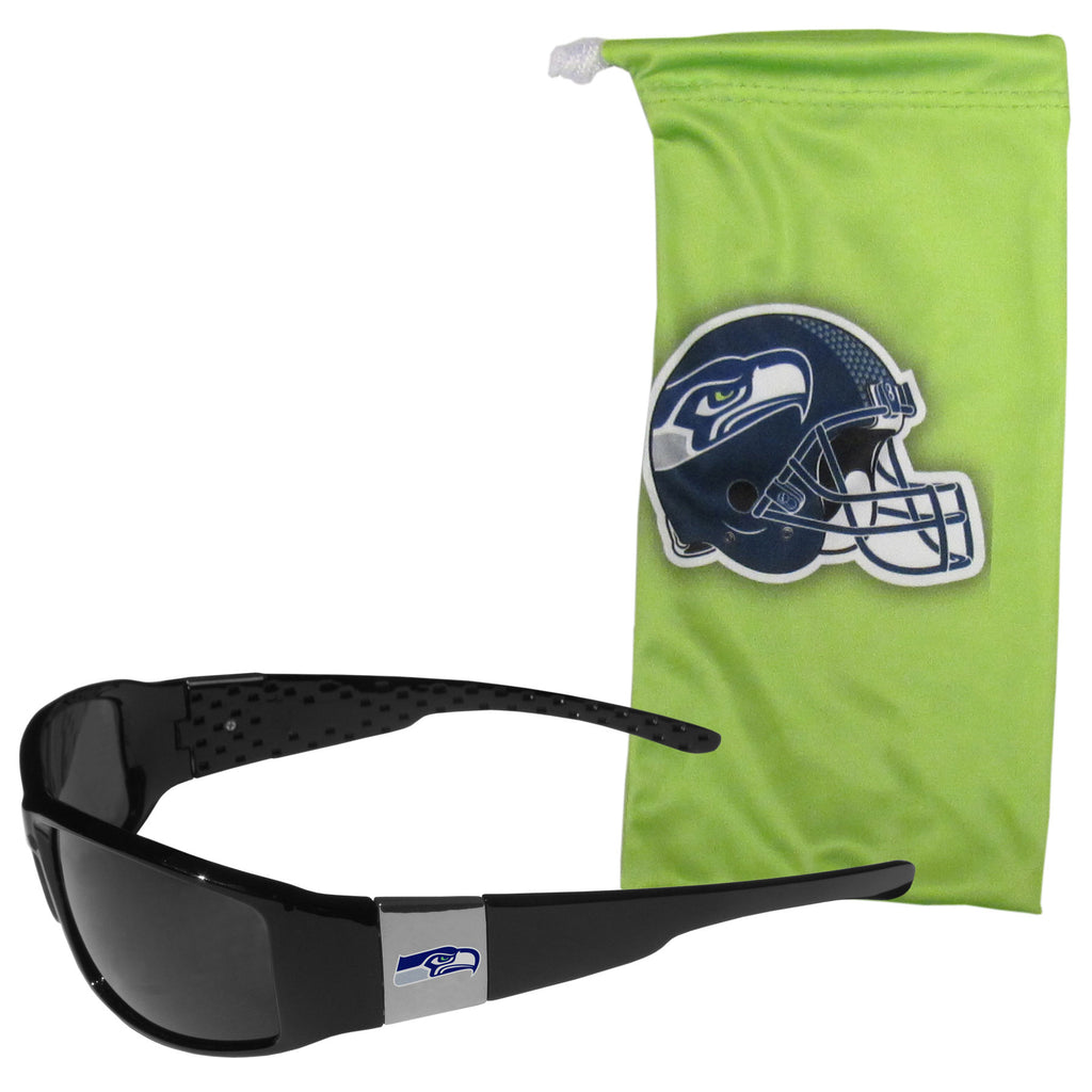 Seattle Seahawks Chrome Wrap Sunglasses with Microfiber Bag (NFL)