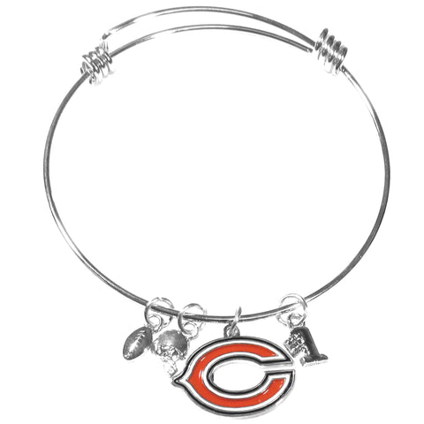 Chicago Bears Wire Bangle Bracelet with Charms NFL Football