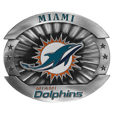 Miami Dolphins Over-sized 4" Pewter Metal Belt Buckle (NFL)