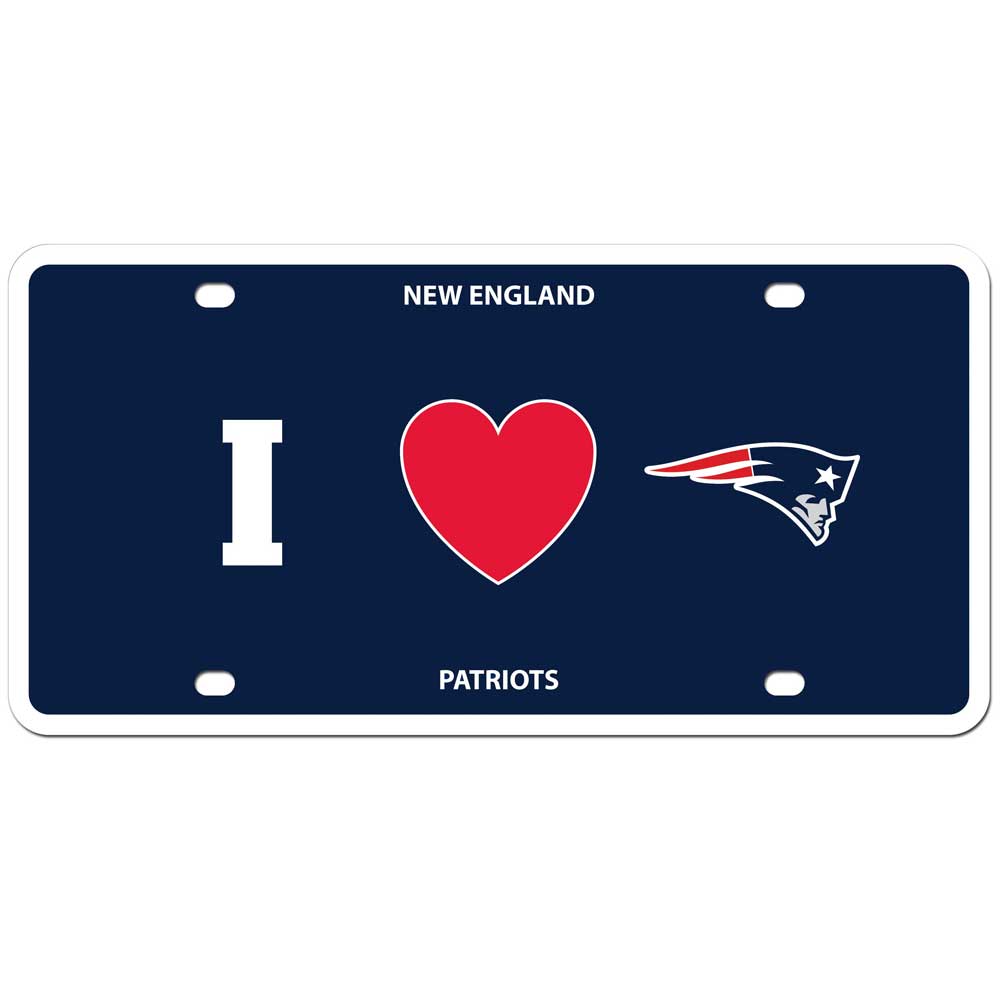 New England Patriots Styrene License Plate I Love (Heart) NFL Football