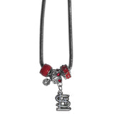 St. Louis Cardinals Snake Chain Necklace with Euro Beads MLB Jewelry