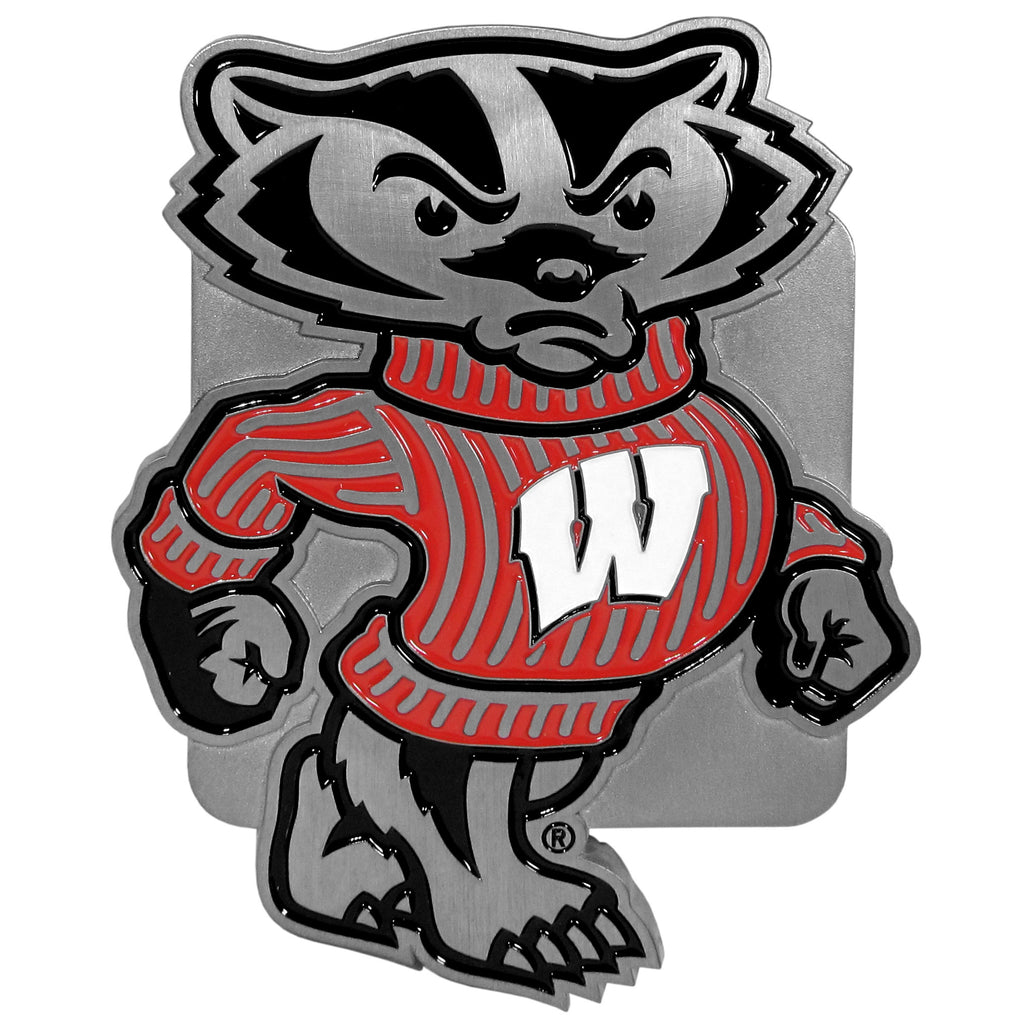 Wisconsin Badgers Metal Hitch Cover (Bucky) NCAA Licensed