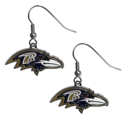Baltimore Ravens Dangle Earrings (Chrome) NFL Football