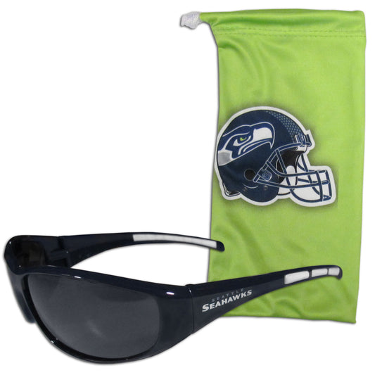Seattle Seahawks Wrap Sunglasses with Microfiber Bag (NFL)