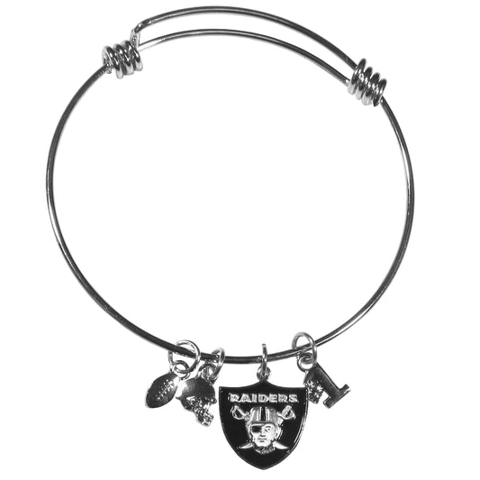 Las Vegas Raiders Wire Bangle Bracelet with Charms NFL Football