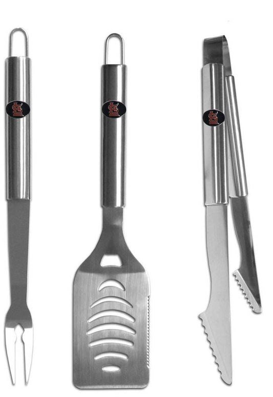 St. Louis Cardinals 3 Piece Stainless Steel BBQ Set MLB Baseball