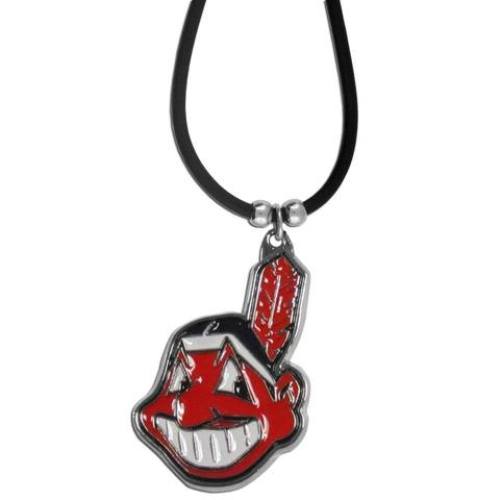 Cleveland Indians Rubber Cord Necklace w/ Logo Charm Licensed MLB Jewelry