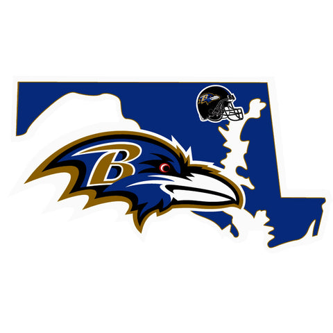 Baltimore Ravens Home State Vinyl Auto Decal (NFL) Maryland Shape
