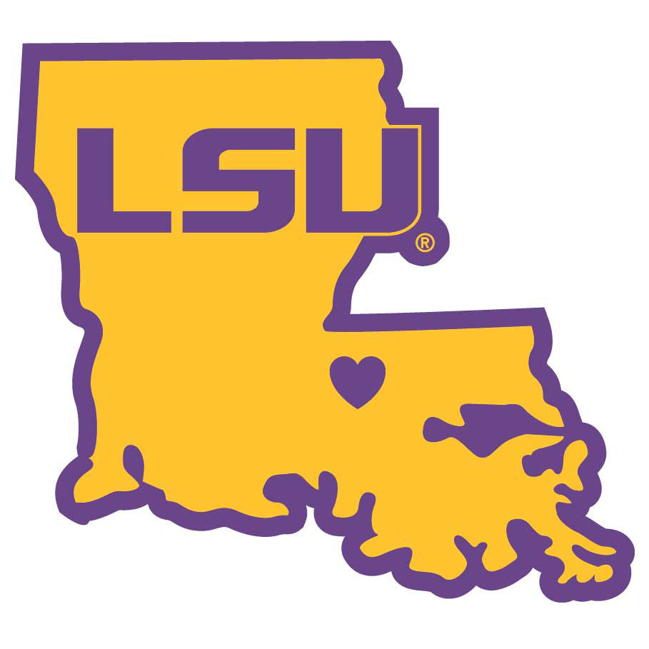 LSU Tigers Home State Vinyl Auto Decal (NCAA) Louisiana Shape