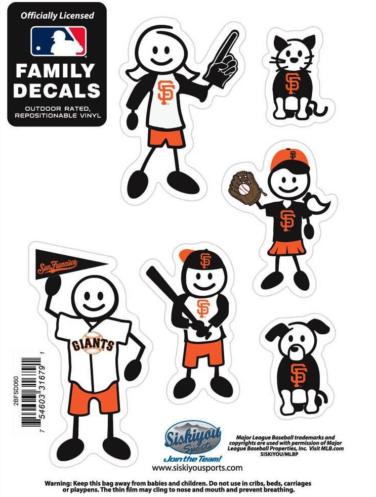 San Francisco Giants Outdoor Rated Vinyl Family Decals MLB Baseball