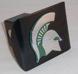 Michigan State Spartans Chrome Metal Black Hitch Cover (Green Spartan) NCAA