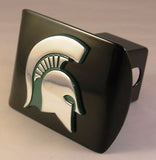 Michigan State Spartans Chrome Metal Black Hitch Cover (Green Spartan) NCAA